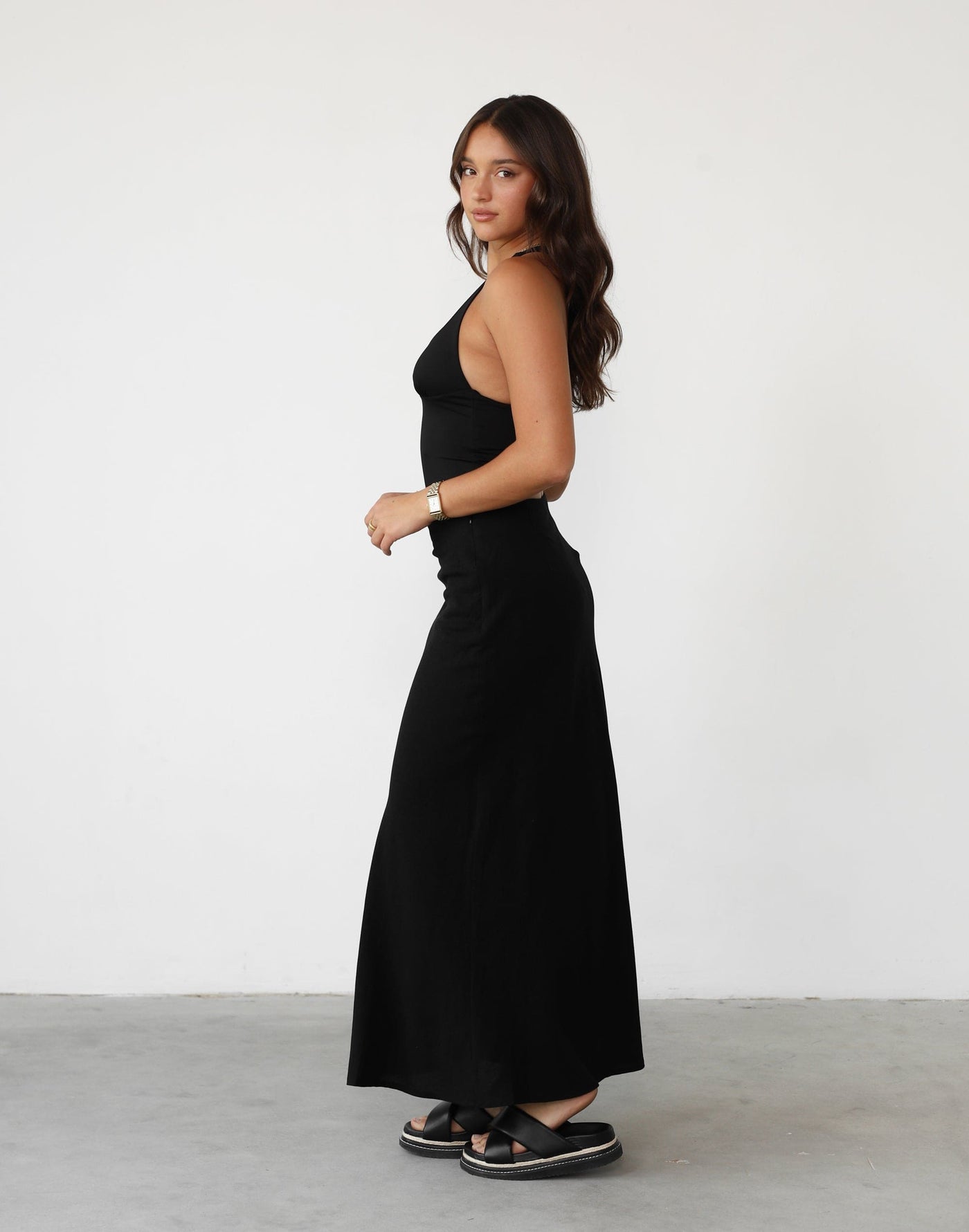 Shannon Maxi Skirt (Black) | Charcoal Exclusive - Mid Rise Linen Maxi Skirt - Women's Skirt - Charcoal Clothing