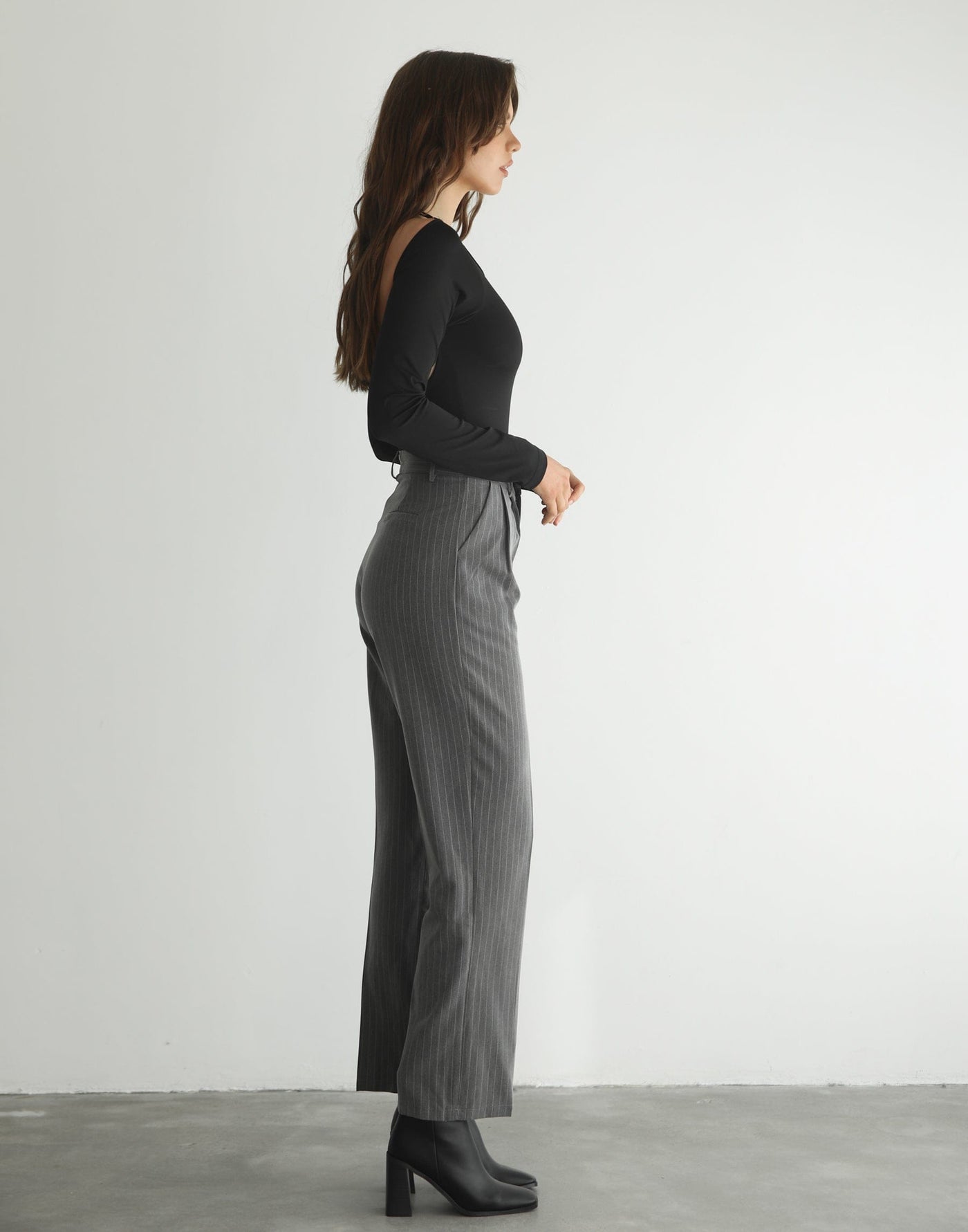 Nicky Bodysuit (Black) - Long Sleeve Backless Bodysuit - Women's Top - Charcoal Clothing