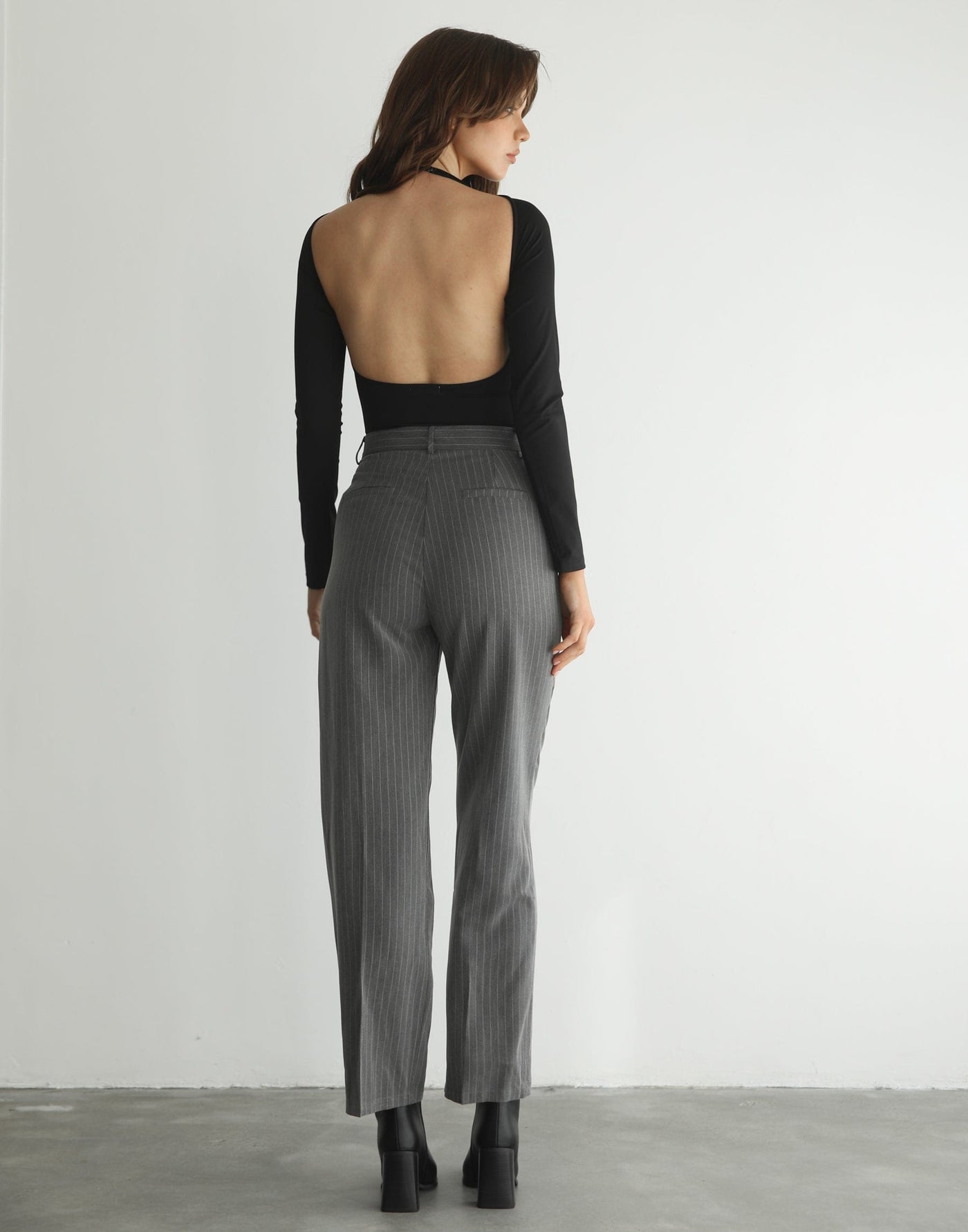 Nicky Bodysuit (Black) - Long Sleeve Backless Bodysuit - Women's Top - Charcoal Clothing
