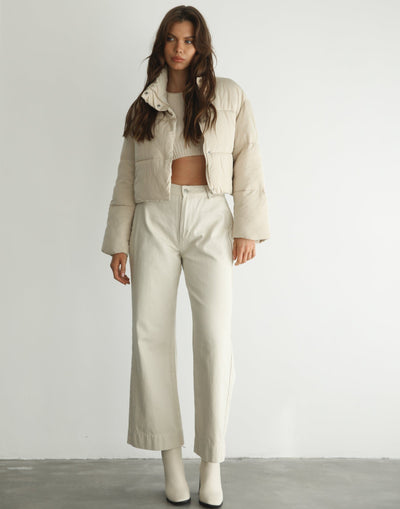 Devine Puffer Jacket (Beige) - Beige Puffer Jacket - Women's Outerwear - Charcoal Clothing