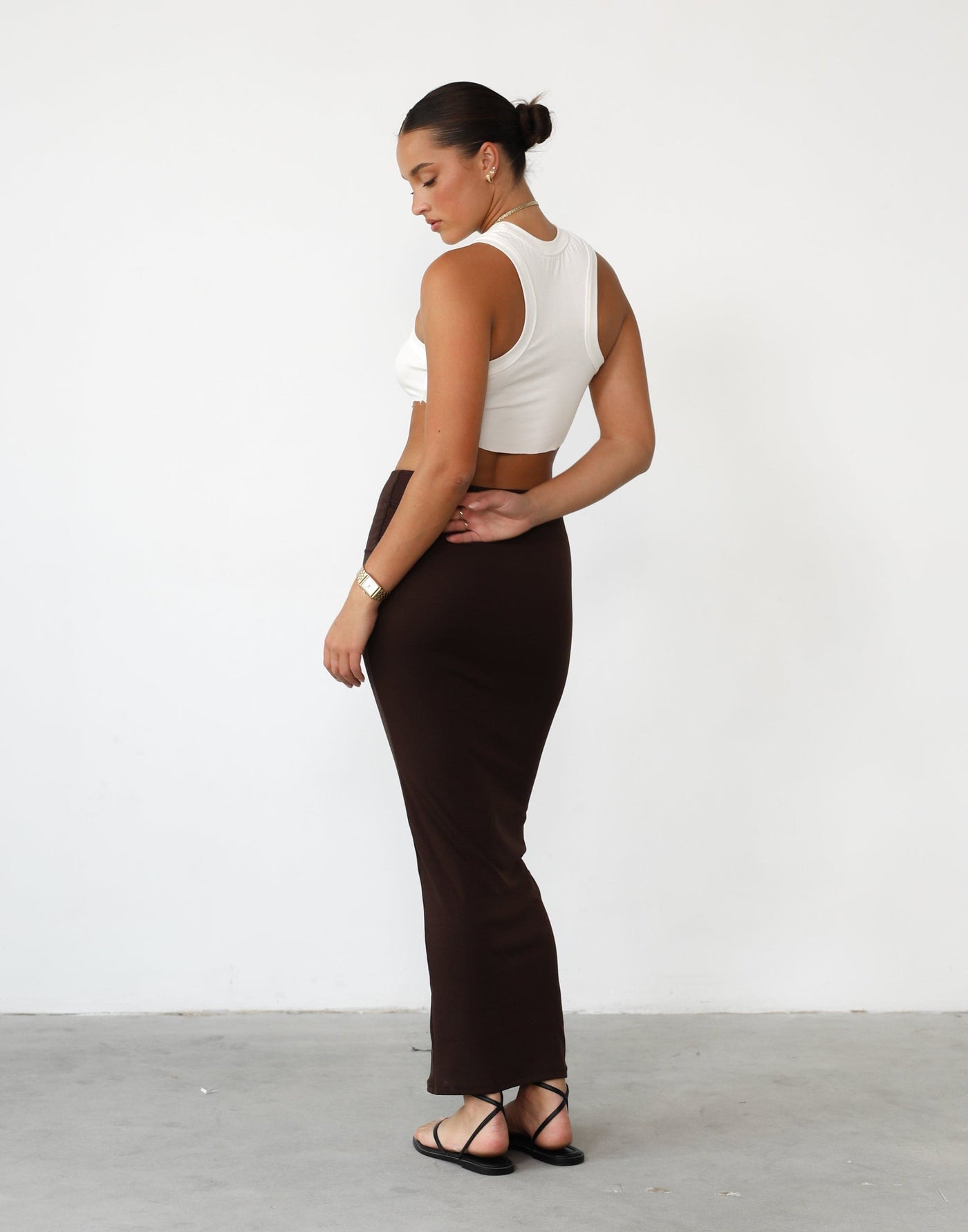 Broadway Maxi Skirt (Cocoa) - Brown High Waisted Maxi Skirt - Women's Skirt - Charcoal Clothing