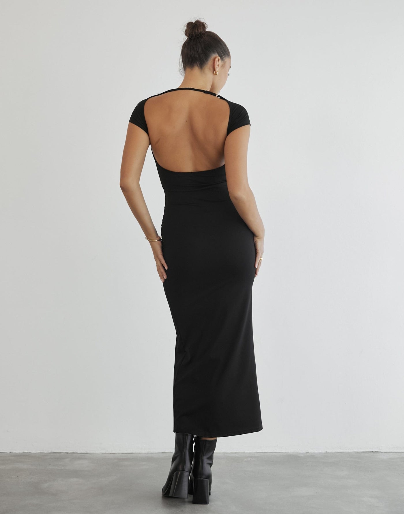 Zoella Maxi Dress (Black) - Black Backless Maxi Dress - Women's Dress - Charcoal Clothing