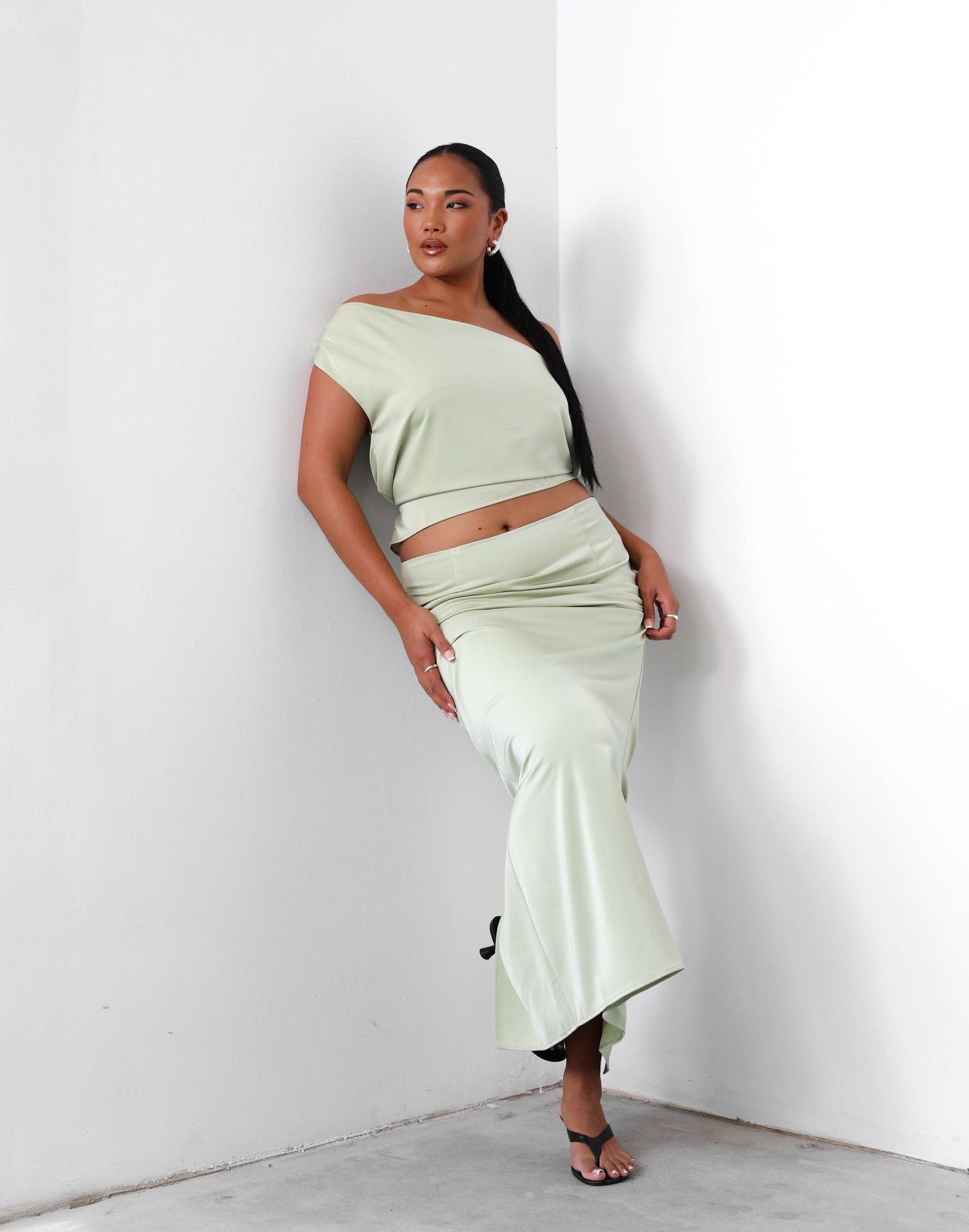 Viviana Maxi Skirt (Margarita) | Charcoal Clothing Exclusive - Low Rise Satin Maxi SKirt - Women's Skirt - Charcoal Clothing