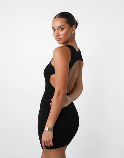 Forget It Mini Dress (Black) - Open Back Mini Dress - Women's Dress - Charcoal Clothing
