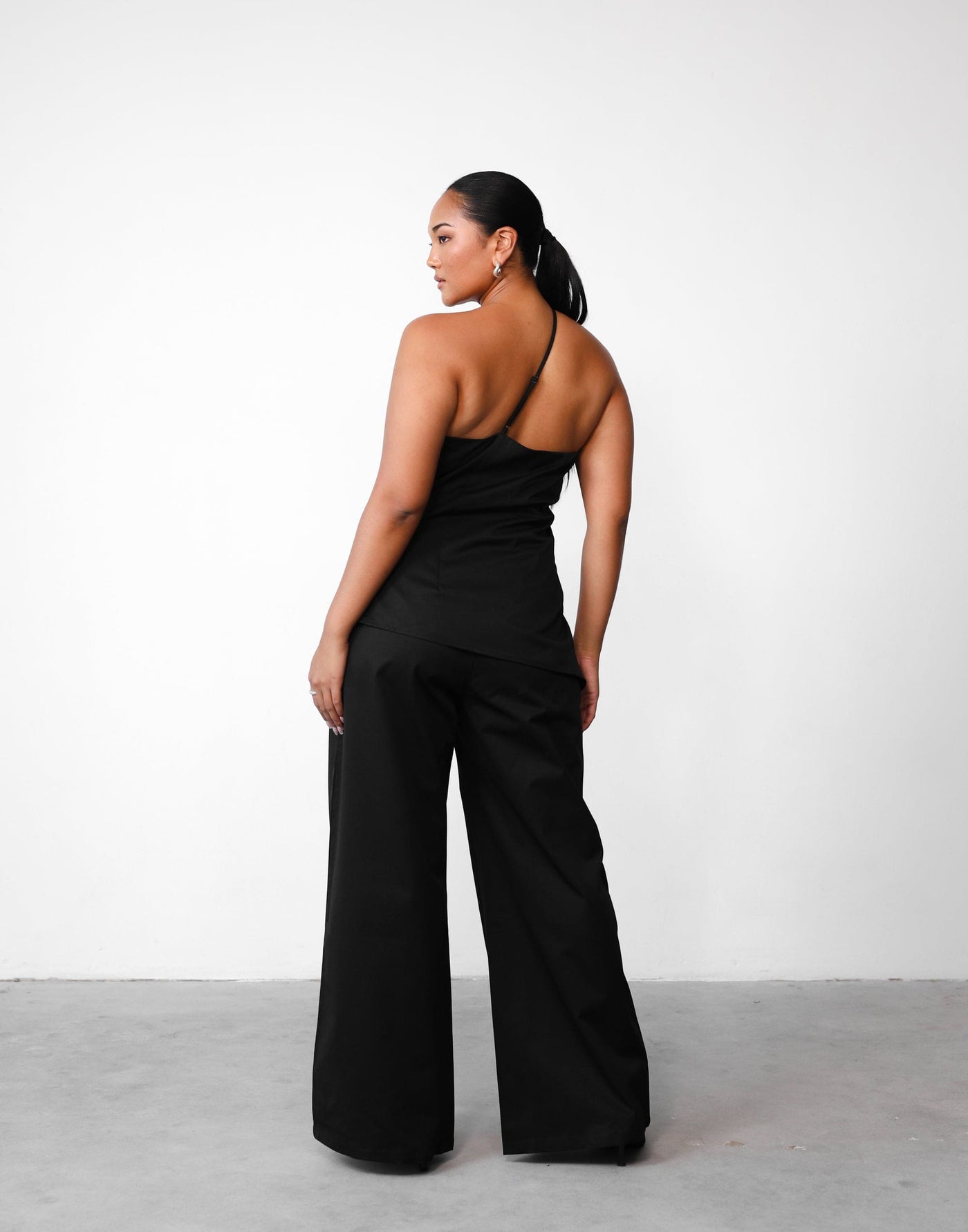 Mia Top (Black) | Charcoal Clothing Exclusive - One Shoulder Dart Detail Top - Women's Top - Charcoal Clothing