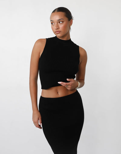 Nate Knit Tank Top (Black) - Knitted Tank Top - Women's Top - Charcoal Clothing