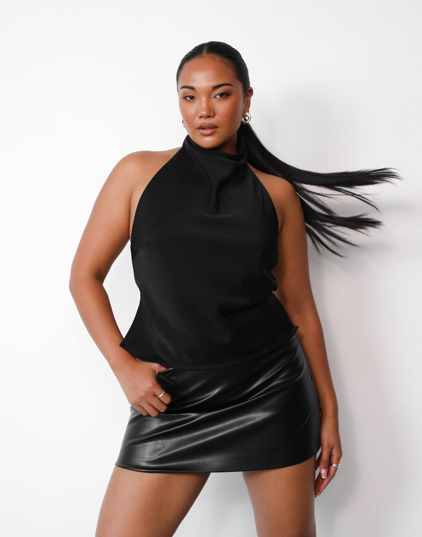 Paris Mini Skirt (Black) | Charcoal Clothing Exclusive - Zipper Closure Lined Faux Leather Mini Skirt - Women's Skirt - Charcoal Clothing