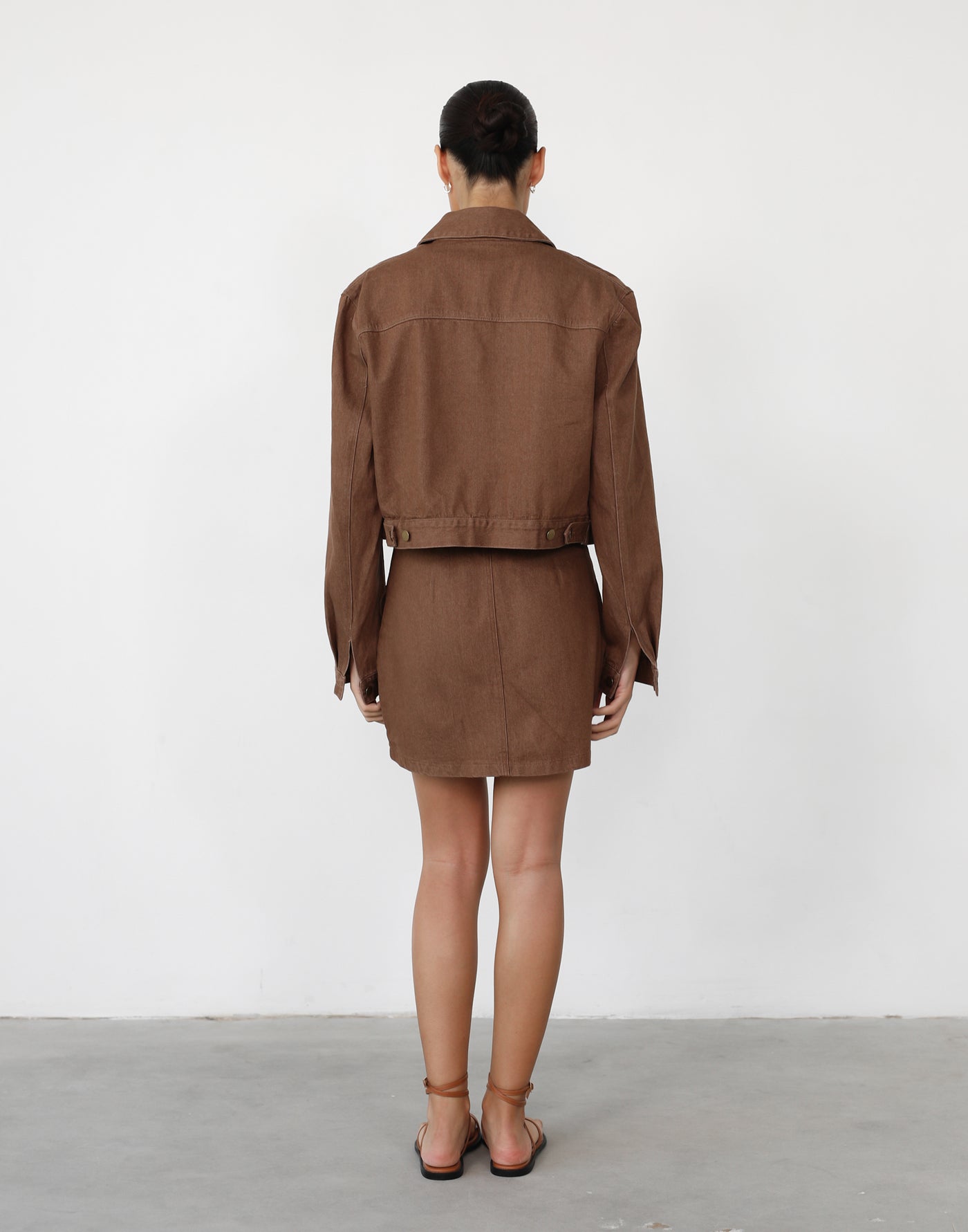 Riya Mini Skirt (Chocolate) - Pocket Detail High Waisted Mini Skirt - Women's Skirt - Charcoal Clothing