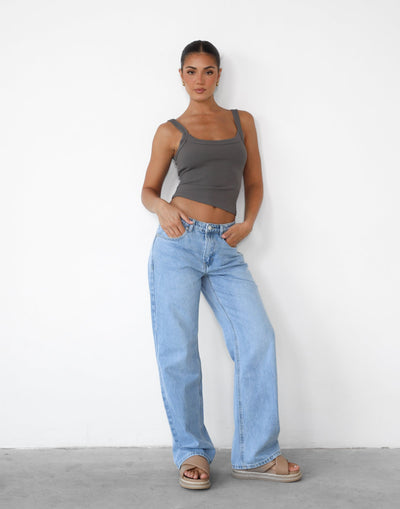 Easton Jeans (Blue Denim) - Low Waisted Relaxed Jeans - Women's Pants - Charcoal Clothing