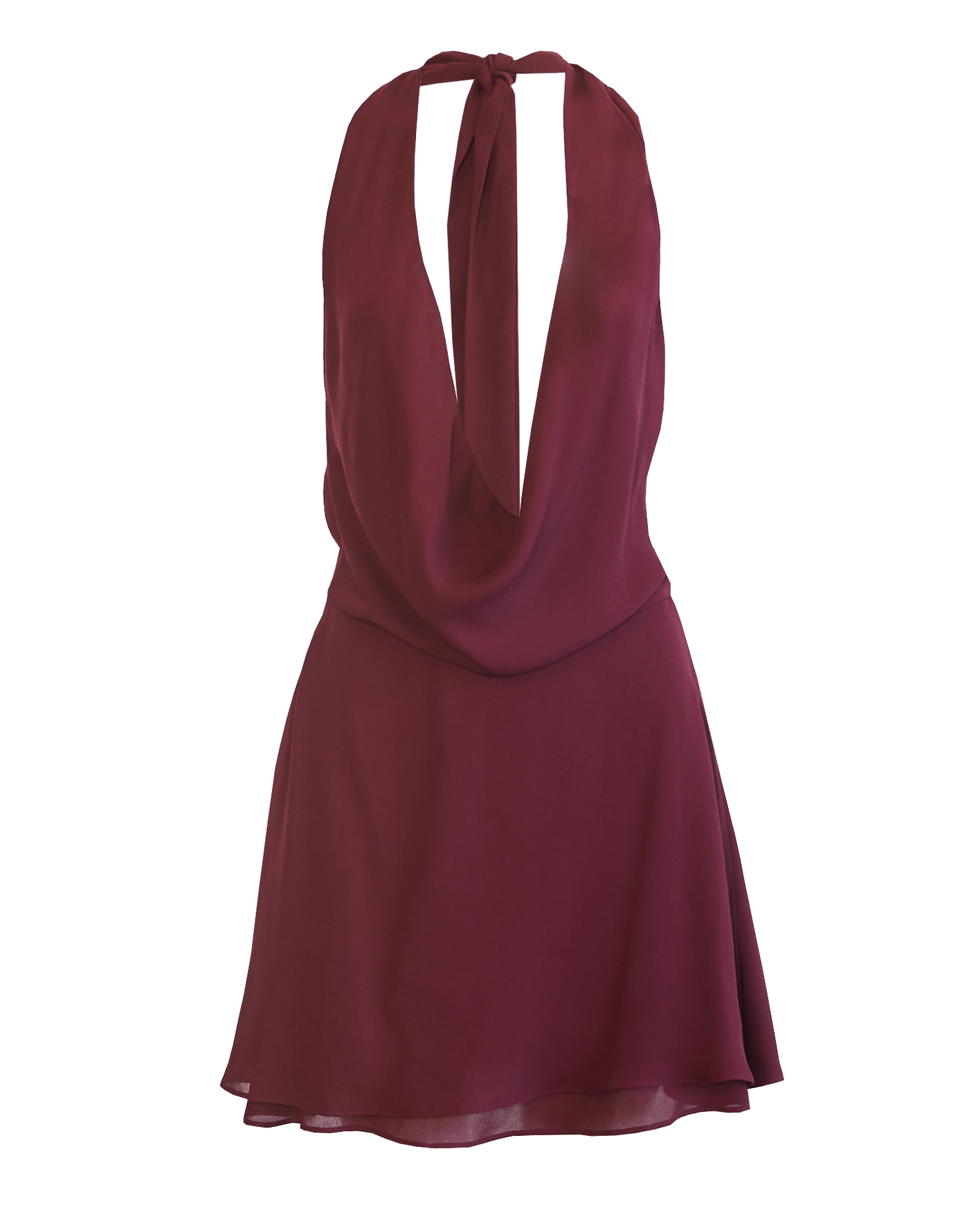 Kyeesha Mini Dress (Plum) - Plum Halter Cowl Neck Mini Dress - Women's Dress - Charcoal Clothing