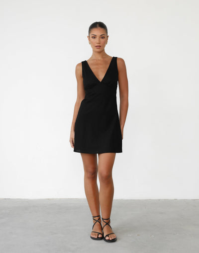 Daydream Mini Dress (Black) | V Neck Mini Dress - Women's Dress - Charcoal Clothing