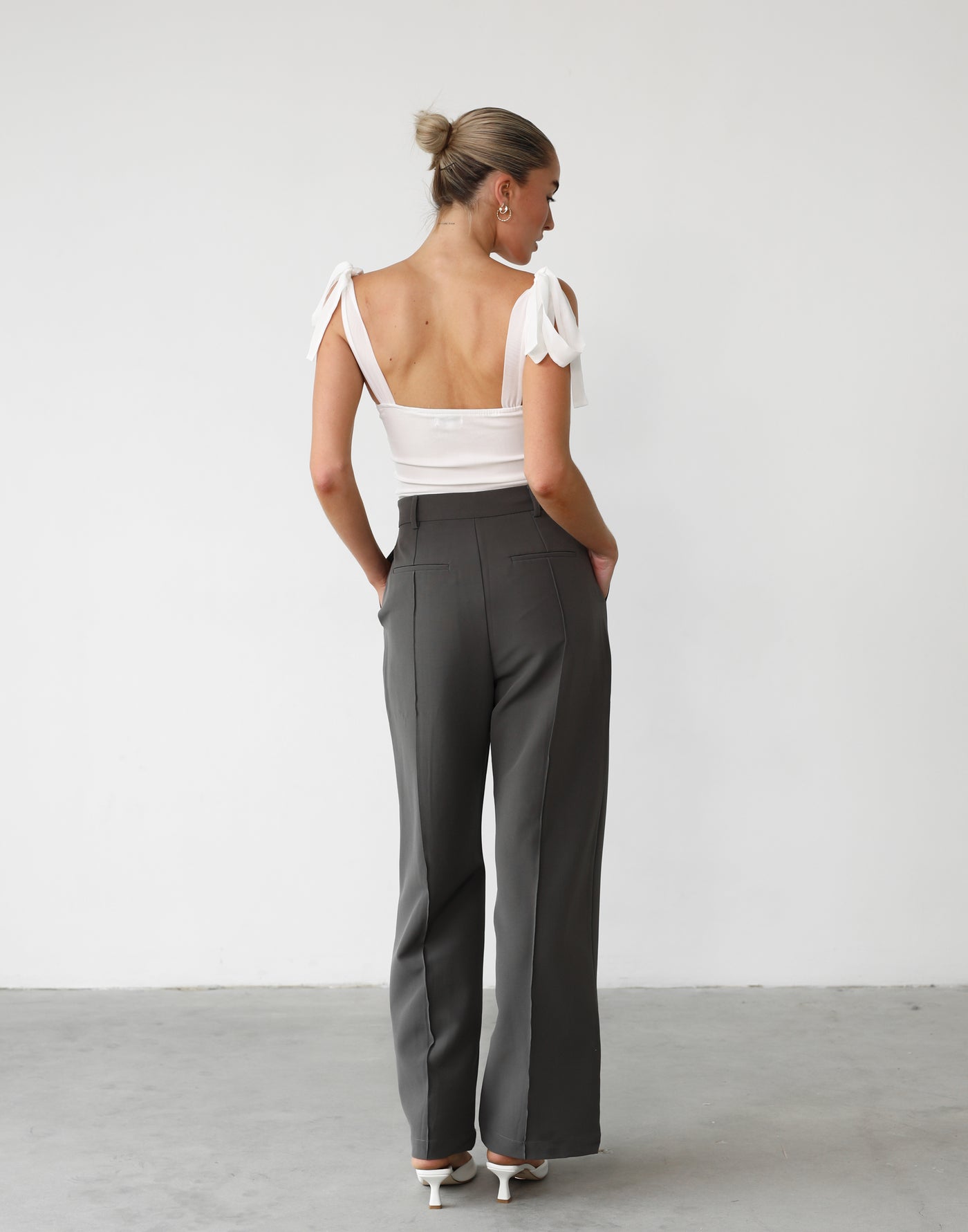Colden Pants (Brown) - High Waisted Business Pant - Women's Pants - Charcoal Clothing