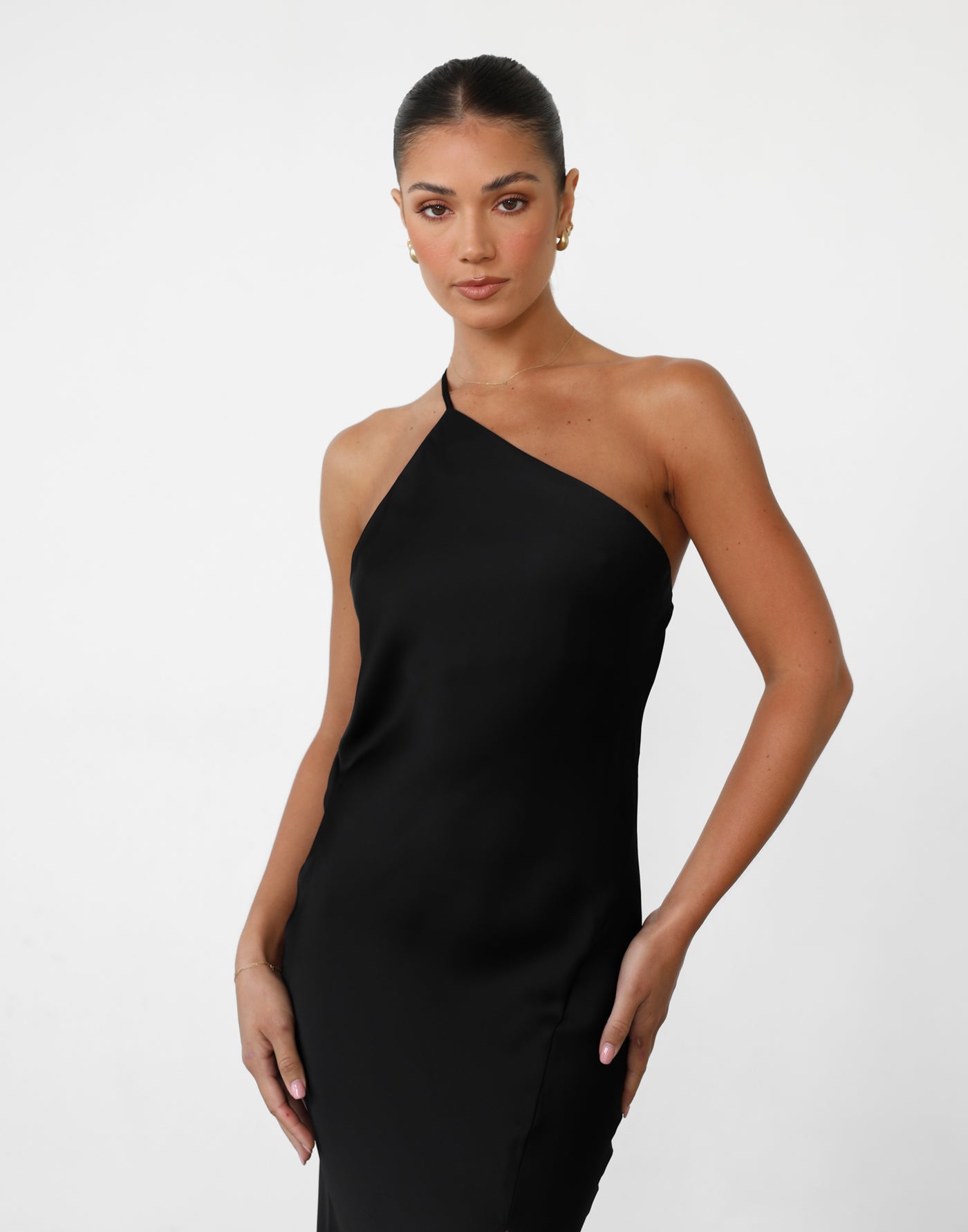 Alexandra Maxi Dress (Black) - Black One Shoulder Maxi Dress - Women's Dress - Charcoal Clothing