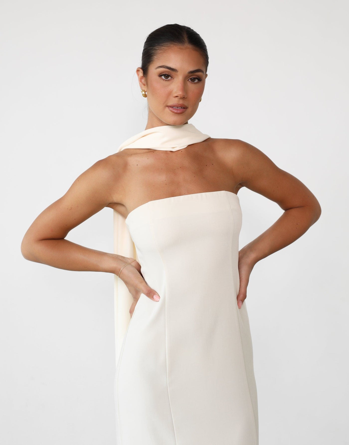 Eleanor Maxi Dress (Cream) - Strapless Maxi Dress - Women's Dress - Charcoal Clothing
