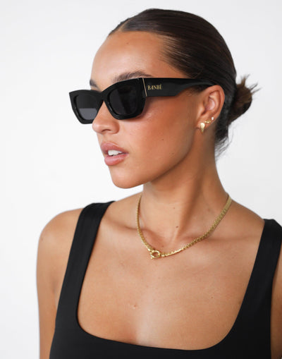 The Iman Sunglasses (Black Jet) - By Banbé - Cat Eye Sunglasses - Women's Accessories - Charcoal Clothing