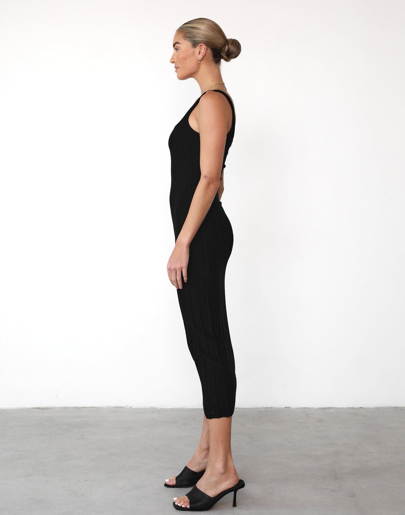 Ephemeral Maxi Dress (Black) - Black Ribbed Knit Maxi Dress - Women's Dress - Charcoal Clothing
