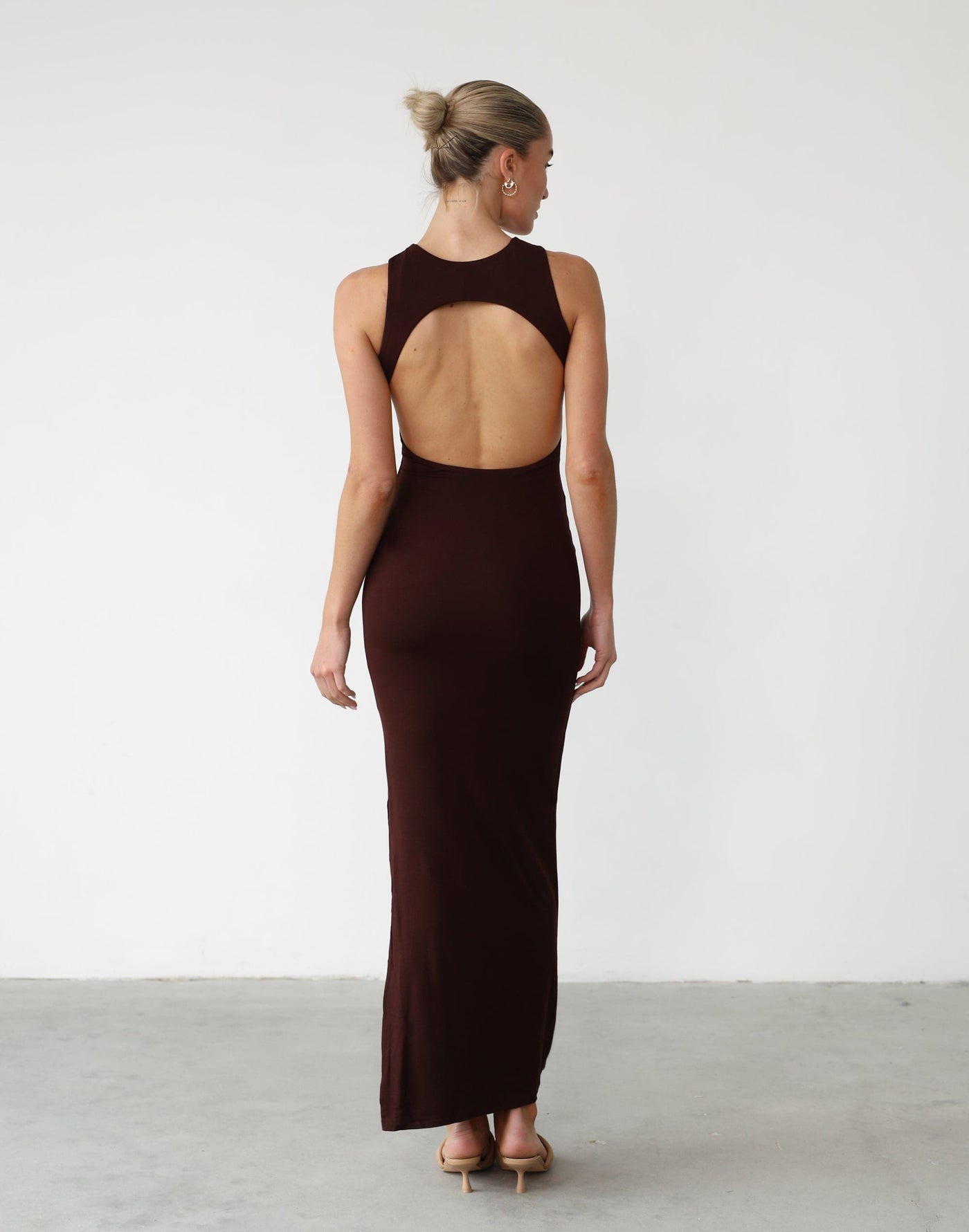 Forget It Maxi Dress (Cocoa) - Open Back Maxi Dress - Women's Dress - Charcoal Clothing