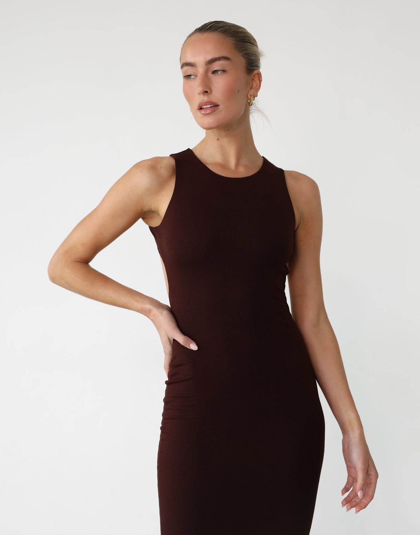 Forget It Maxi Dress (Cocoa) - Open Back Maxi Dress - Women's Dress - Charcoal Clothing