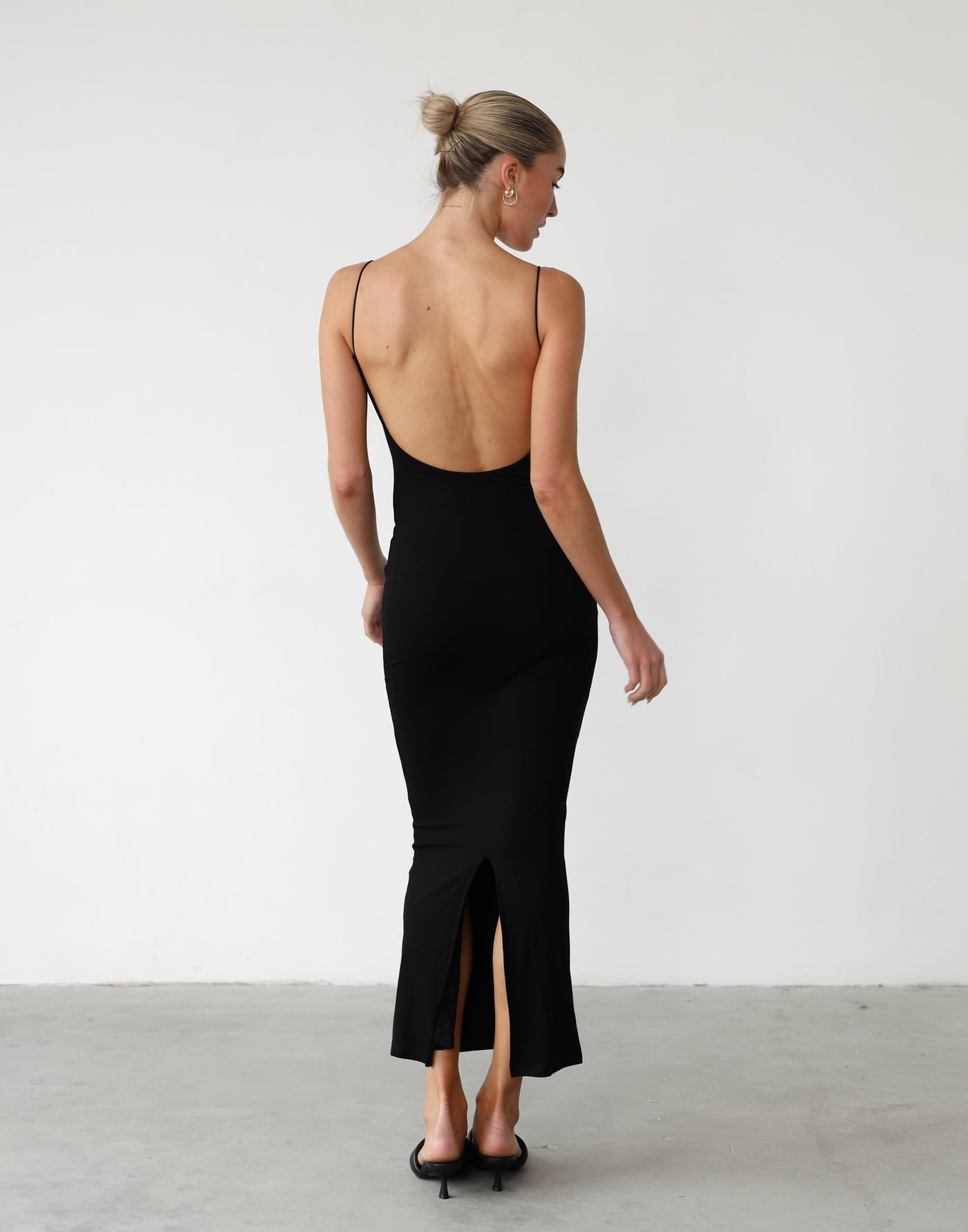 Jianna Maxi Dress (Black) - Black Low Back Maxi Dress - Women's Dress - Charcoal Clothing