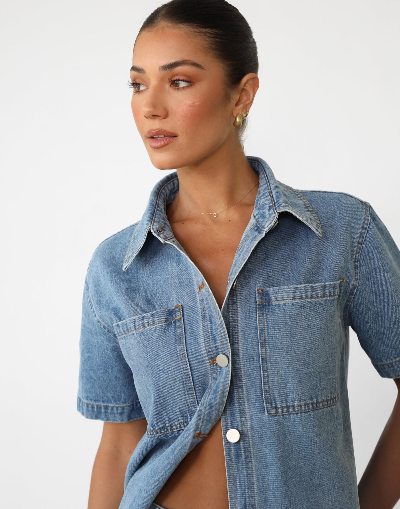 Elizha Shirt (Blue Denim) | Button Up Denim Shirt - Women's Top - Charcoal Clothing