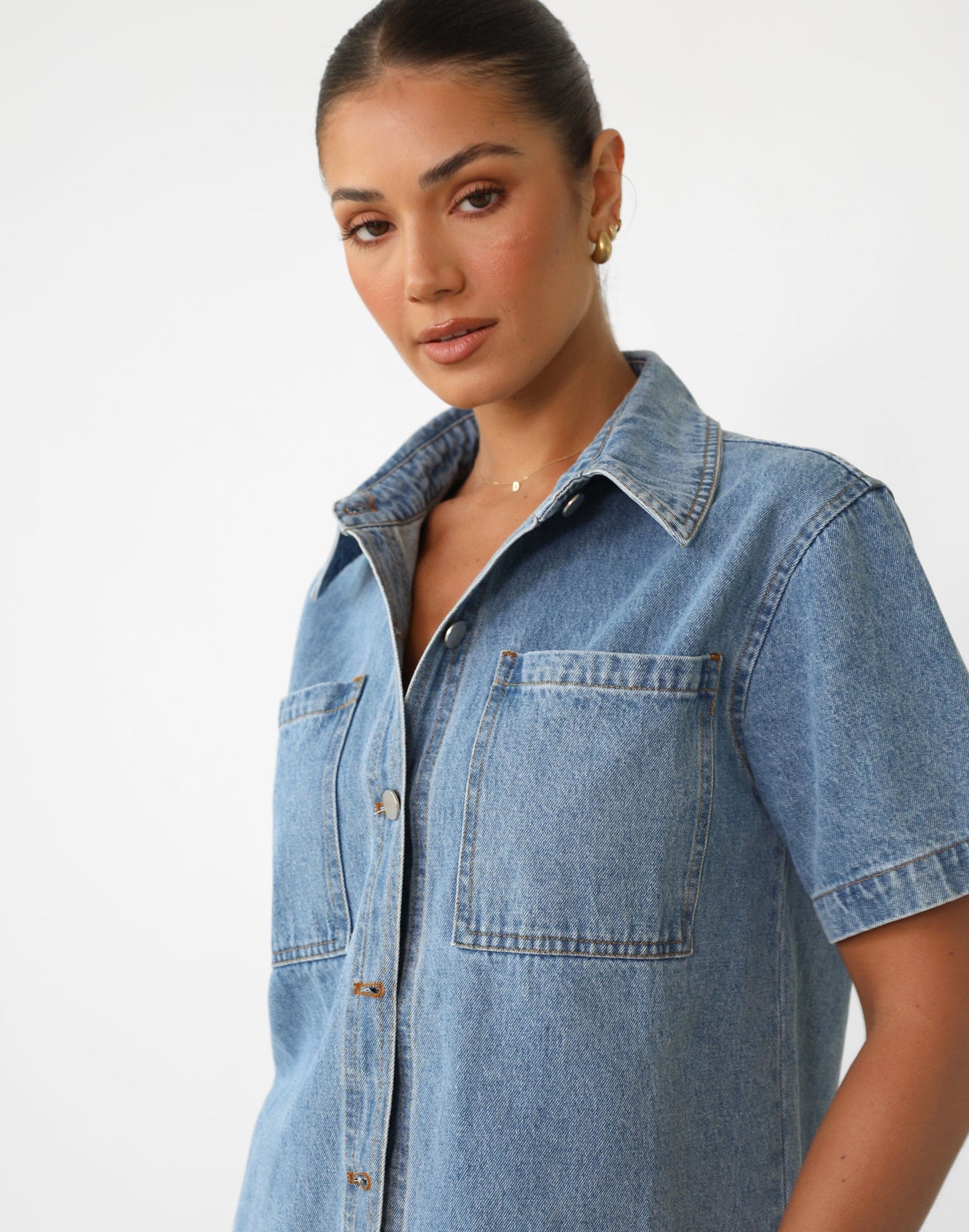 Elizha Shirt (Blue Denim) | Button Up Denim Shirt - Women's Top - Charcoal Clothing