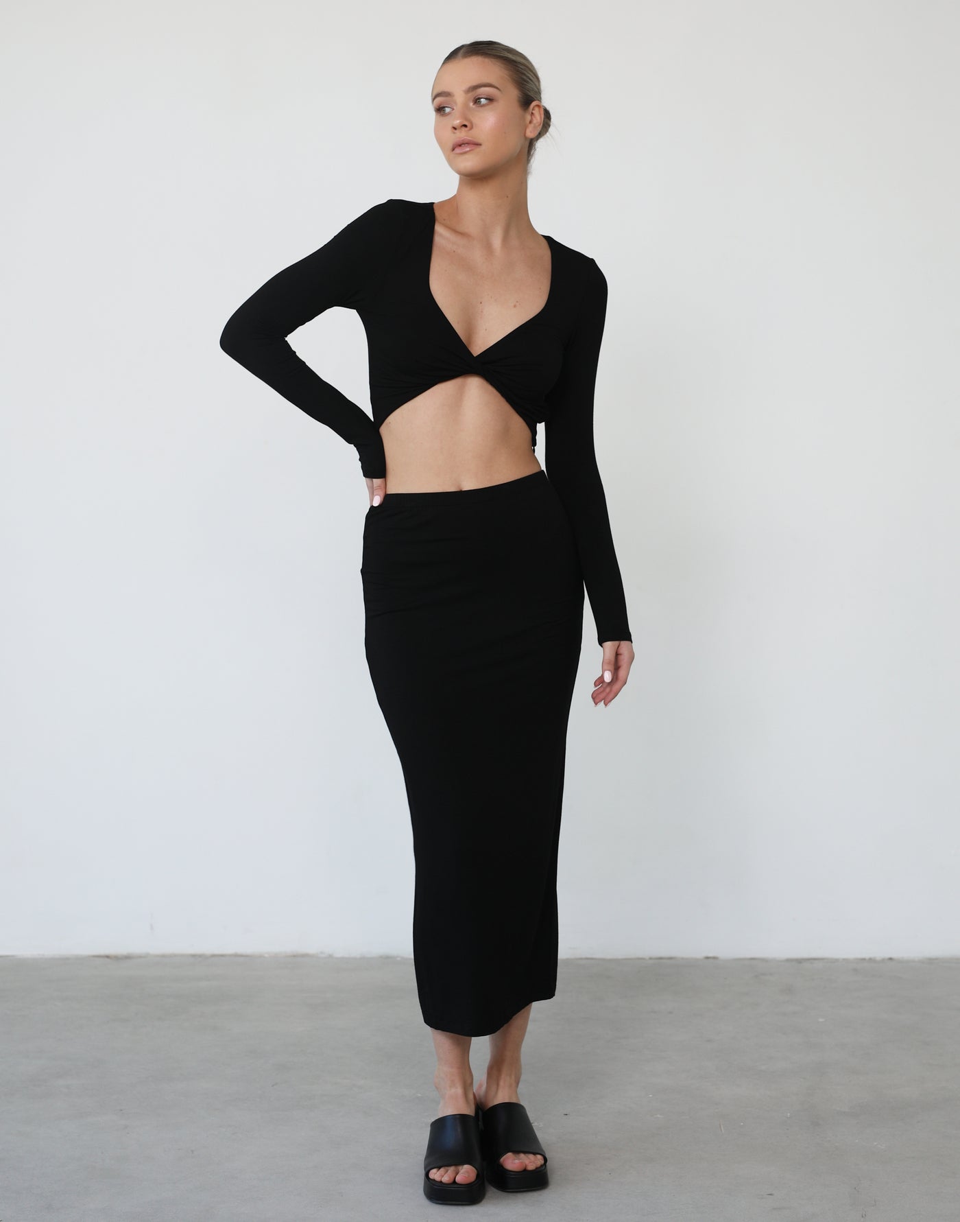 Clerisse Midi Skirt (Black) - Bodycon Skirt - Women's Skirt - Charcoal Clothing