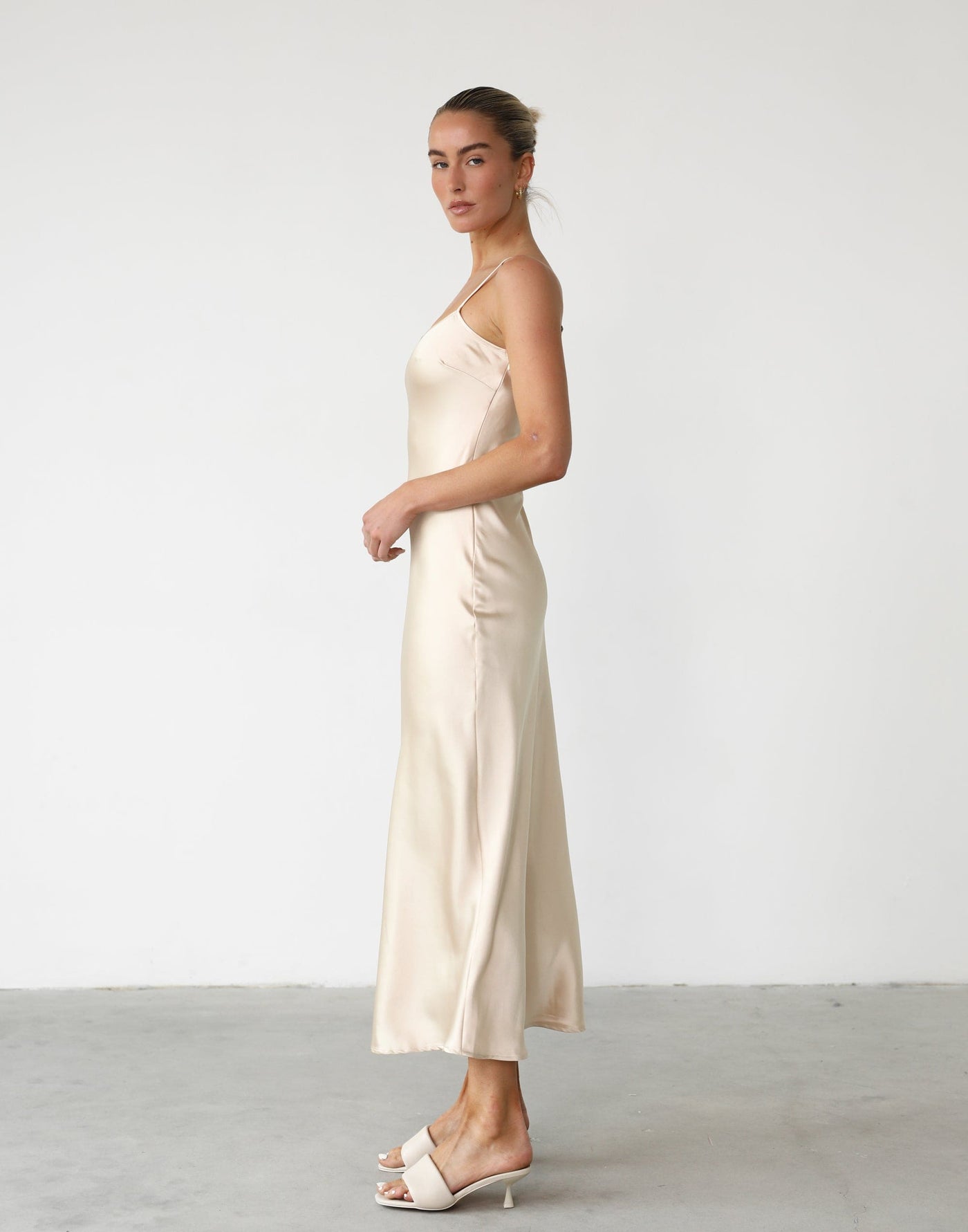 Martha Maxi Dress (Sandstone) - Adjustable Strap Slip Dress - Women's Dress - Charcoal Clothing