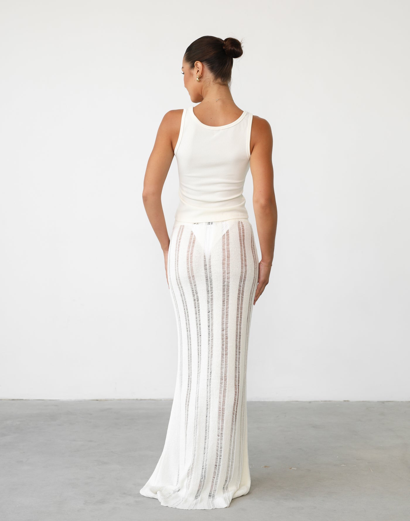 Jafna Maxi Skirt (White) | Sheer Distressed Maxi Skirt - Women's Skirt - Charcoal Clothing