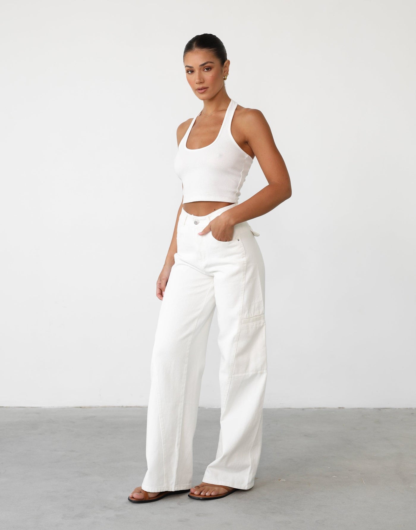 Kasra Jeans (White Denim) | Panelled Denim Jeans - Women's Pants - Charcoal Clothing