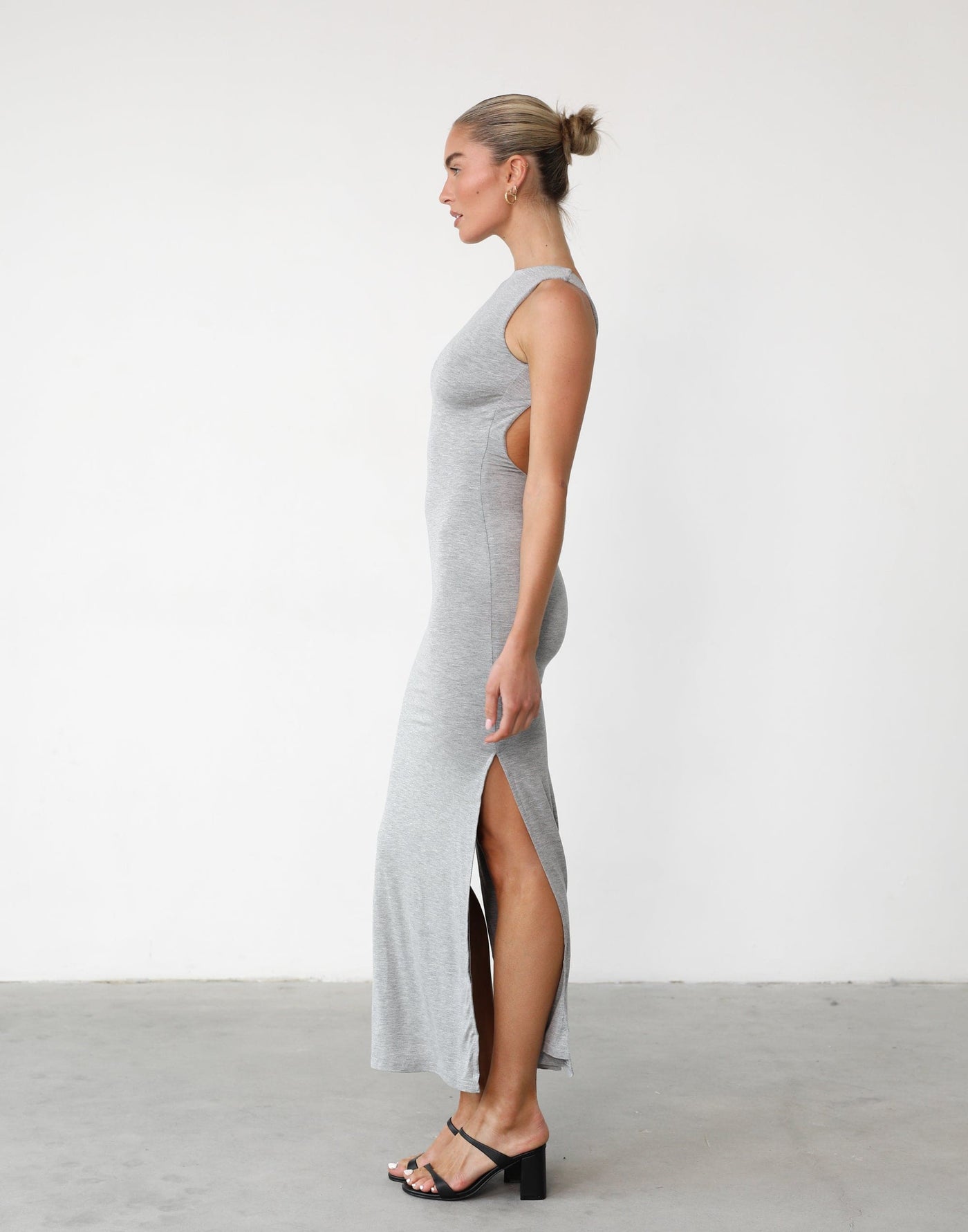 Luna Maxi Dress (Grey Marle) Backless Bodycon Sleeveless Maxi Dress