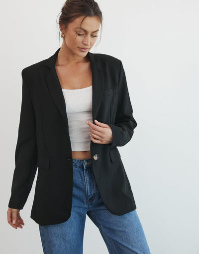 Essence Blazer (Black) - Black Blazer - Women's Outerwear - Charcoal Clothing