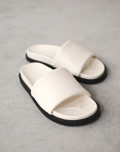 Tiago Slide (Bone) - By Billini - Basic Thick Strap Slide - Women's Shoes - Charcoal Clothing