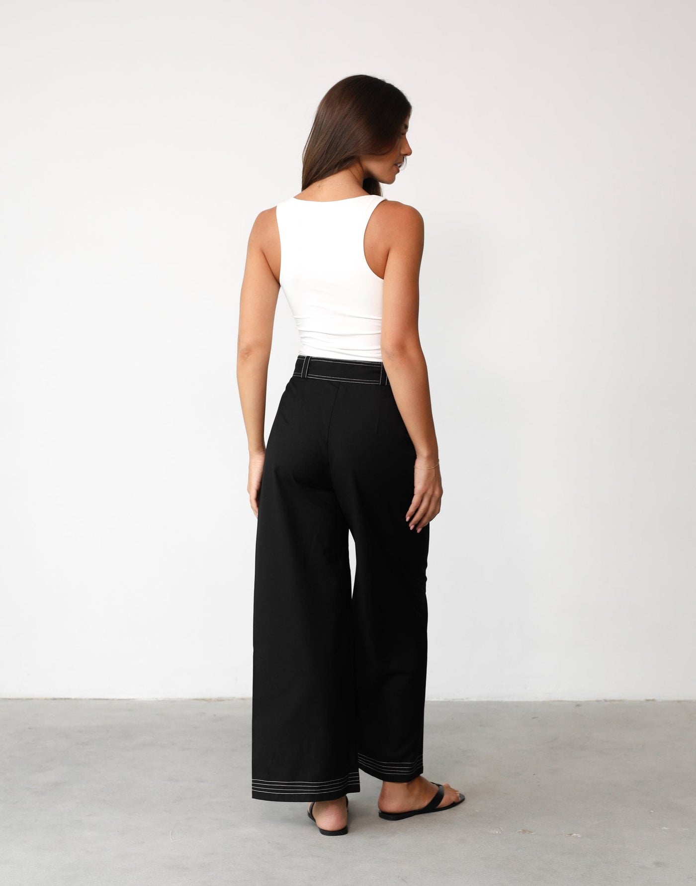 Diah Pants (Black)- High Waisted Wide Leg Pants - Women's Pants - Charcoal Clothing