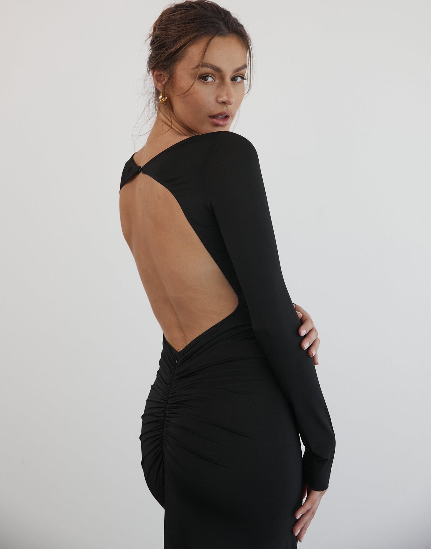 Leana Long Sleeve Maxi Dress (Black) - Long Sleeve Maxi Dress - Women's Dress - Charcoal Clothing