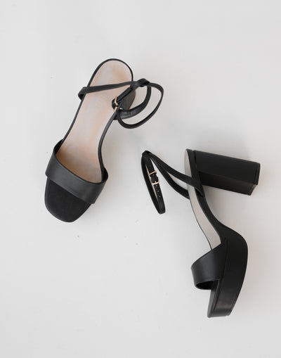 Zaina Heels (Black) - By Billini - Platform Block High Heel - Women's Shoes - Charcoal Clothing