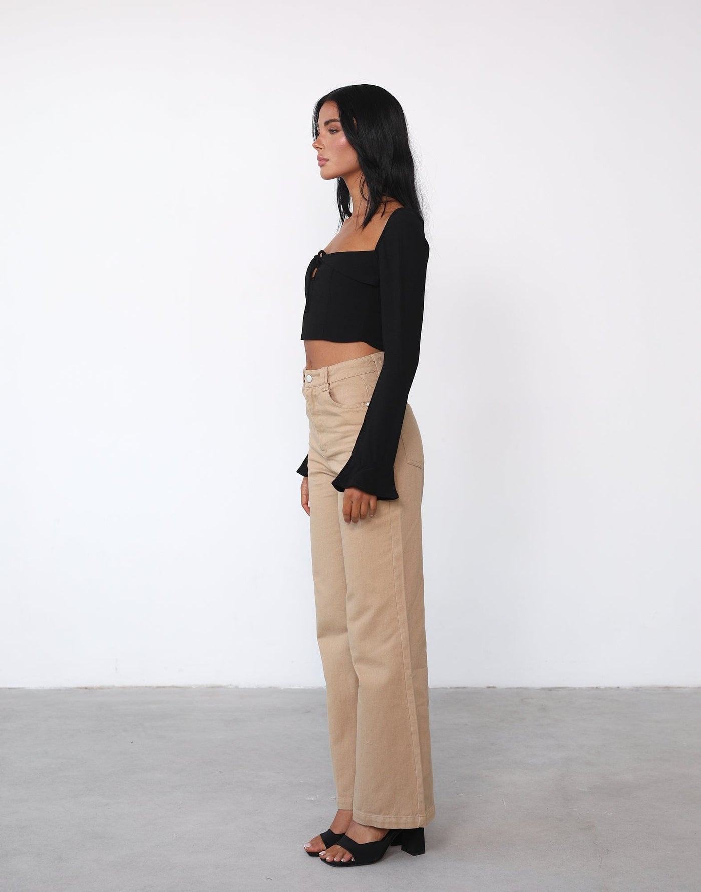 Milene Long Sleeve Top (Black) - Black Long Sleeve Top - Women's Tops - Charcoal Clothing