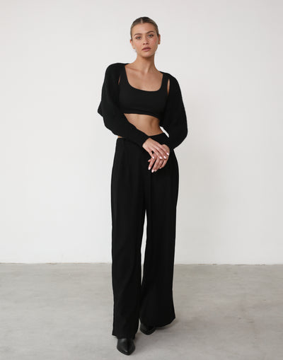 Addy Bolero (Black) - Black Knit Bolero - Women's Top - Charcoal Clothing