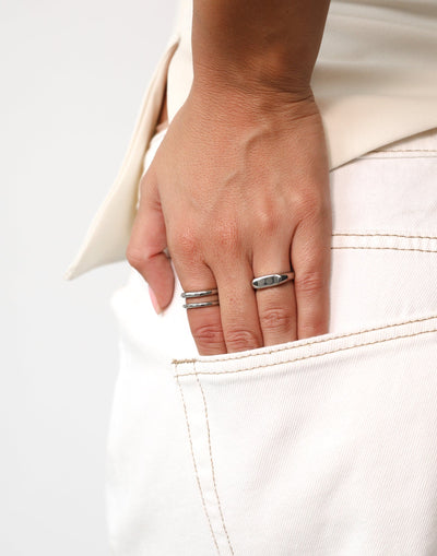 Zalia Ring (Silver) | Charcoal Clothing Exclusive - Two Layer Open Back Ring - Women's Accessories - Charcoal Clothing
