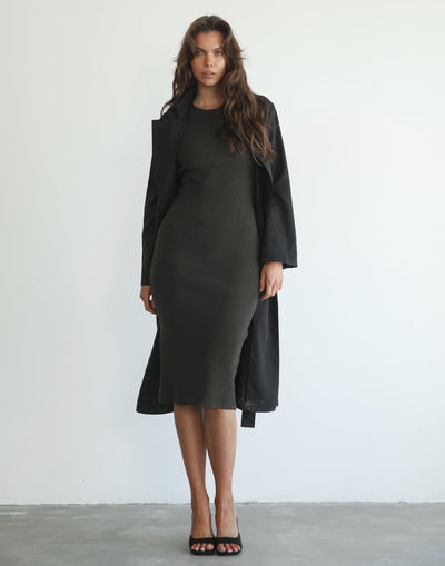 Perrie Maxi Dress (Olive) - Olive Maxi Dress - Women's Dress - Charcoal Clothing
