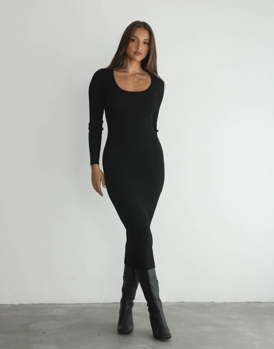 Pavel Maxi Dress (Black) - Ribbed Knit Maxi Dress - Women's Dress - Charcoal Clothing