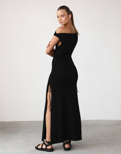 Original Sin Dress (Slate) - By Lioness - Asymmetrical High Slit Maxi Dress - Women's Dress - Charcoal Clothing