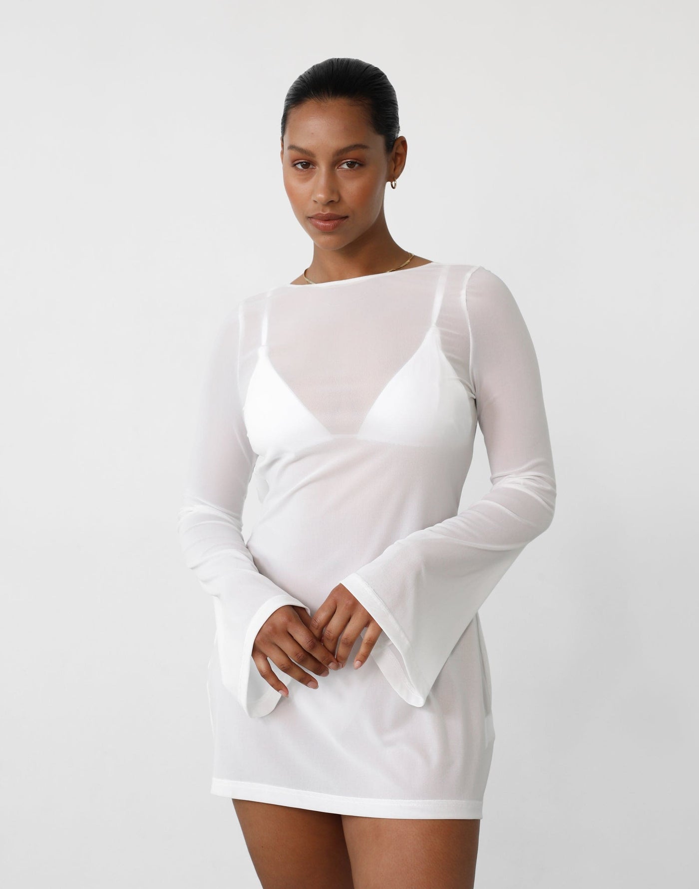 Make Waves Mini Dress (White) - White Mini Dress - Women's Top - Charcoal Clothing
