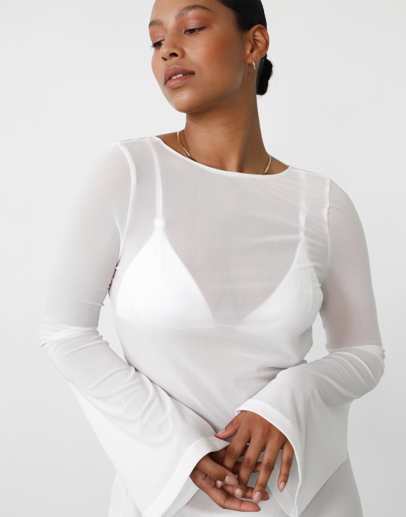 Make Waves Mini Dress (White) - Sheer Open Back Dress - Women's Dress - Charcoal Clothing