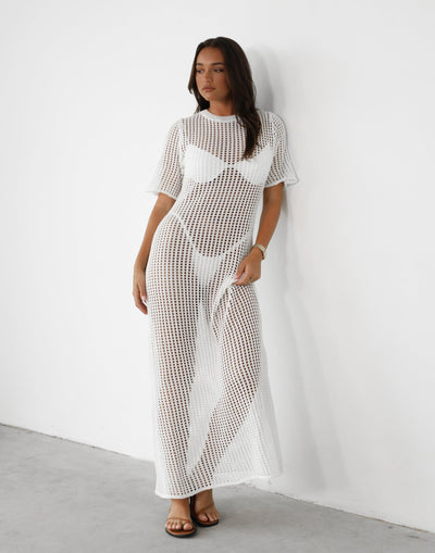 Phoemela Maxi Dress (White) - Crochet Maxi dress - Women's Dress - Charcoal Clothing