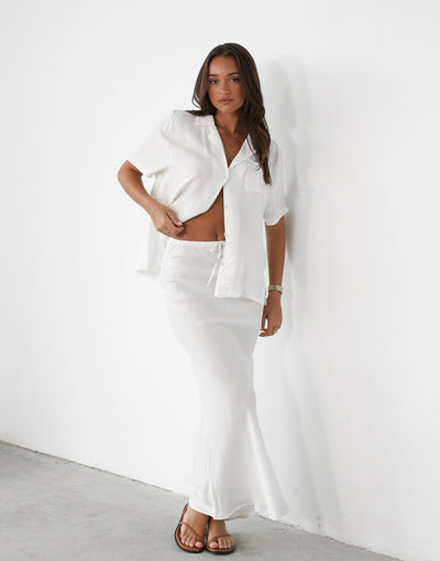 Minni Maxi Skirt (White) - Flared Maxi Skirt - Women's Skirt - Charcoal Clothing