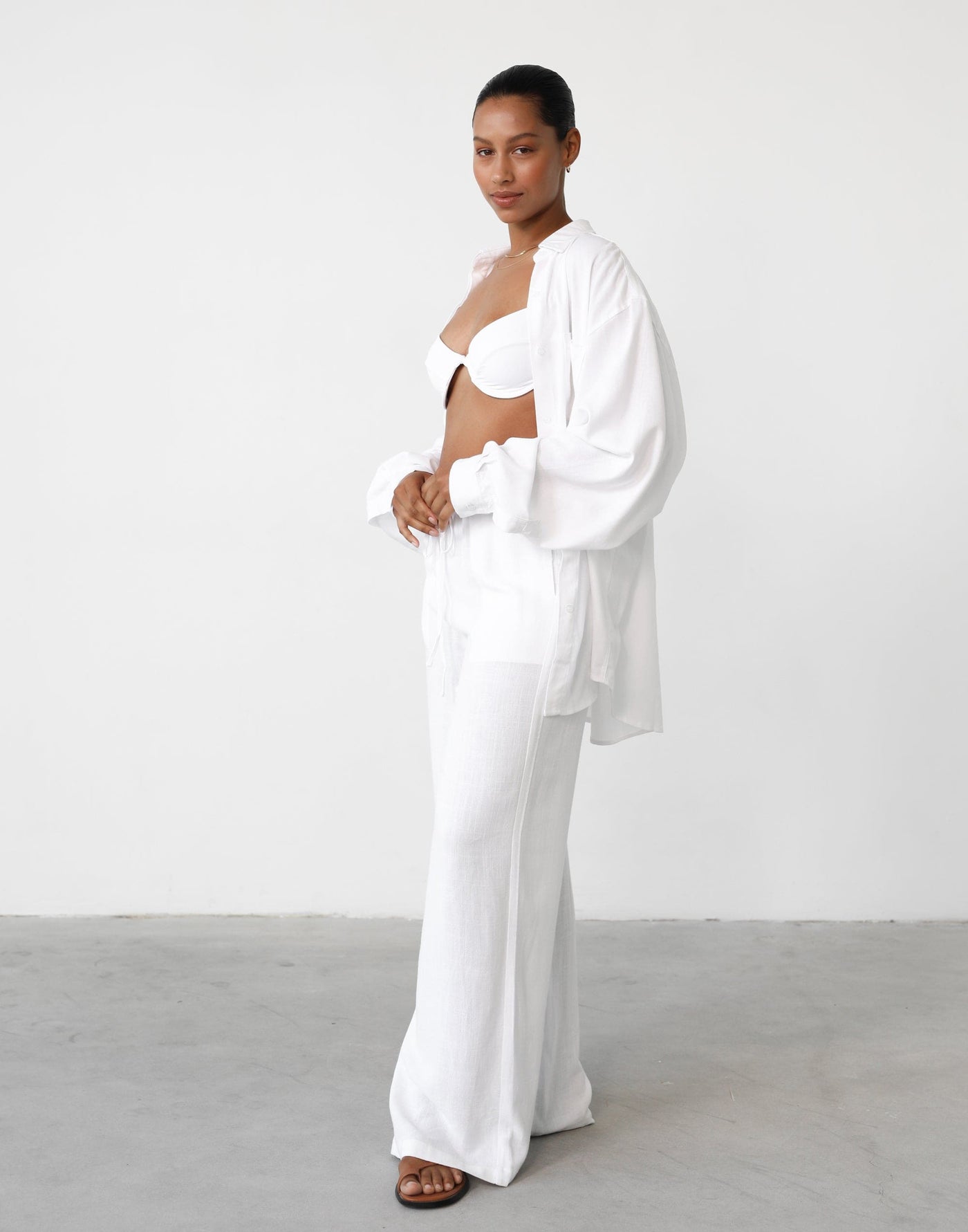 Seneca Linen Shirt (White) - White Linen Shirt - Women's Pants - Charcoal Clothing