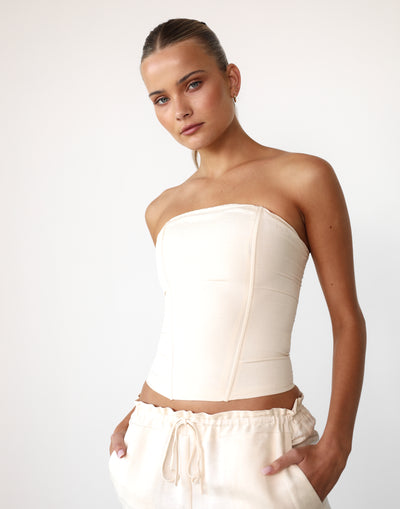 Catalonia Tube Top (Off White) - By Lioness - Corset Style Zip Back Tube Top - Women's Top - Charcoal Clothing