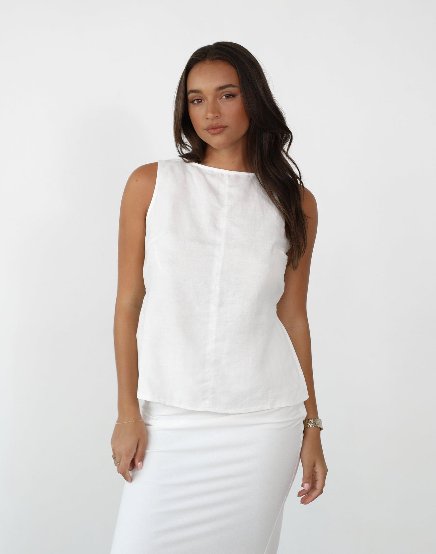Lestari Top (White) - Linen Blend Top - Women's Top - Charcoal Clothing