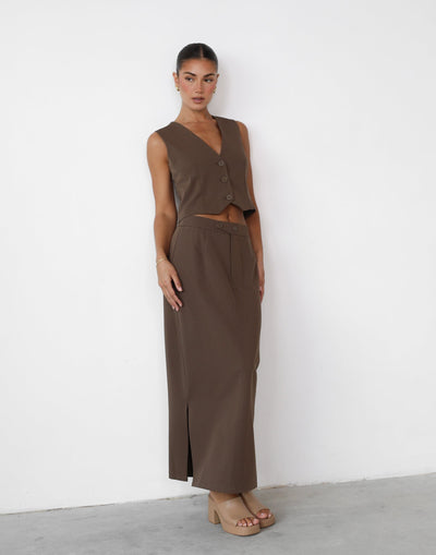 Astylar Skirt (Cocoa) - Brown Maxi Skirt - Women's Top - Charcoal Clothing
