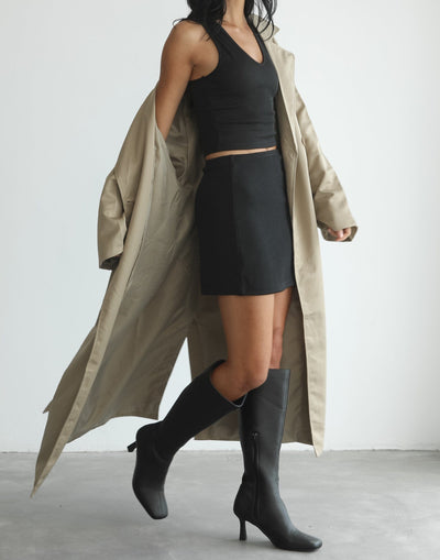 Micah Mini Skirt (Black) - High Waisted Mini Skirt - Women's Skirt - Charcoal Clothing